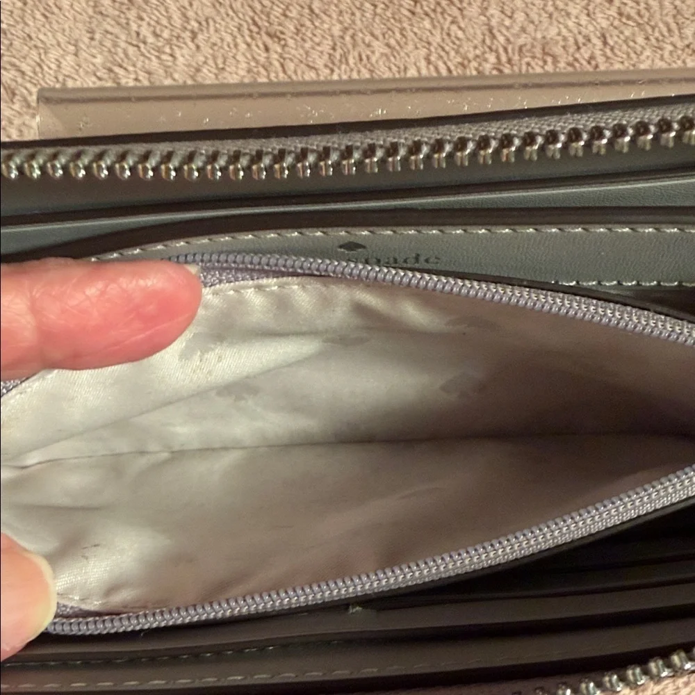 Kate Spade New York Gray Pebbled Leather Zip Around Wallet